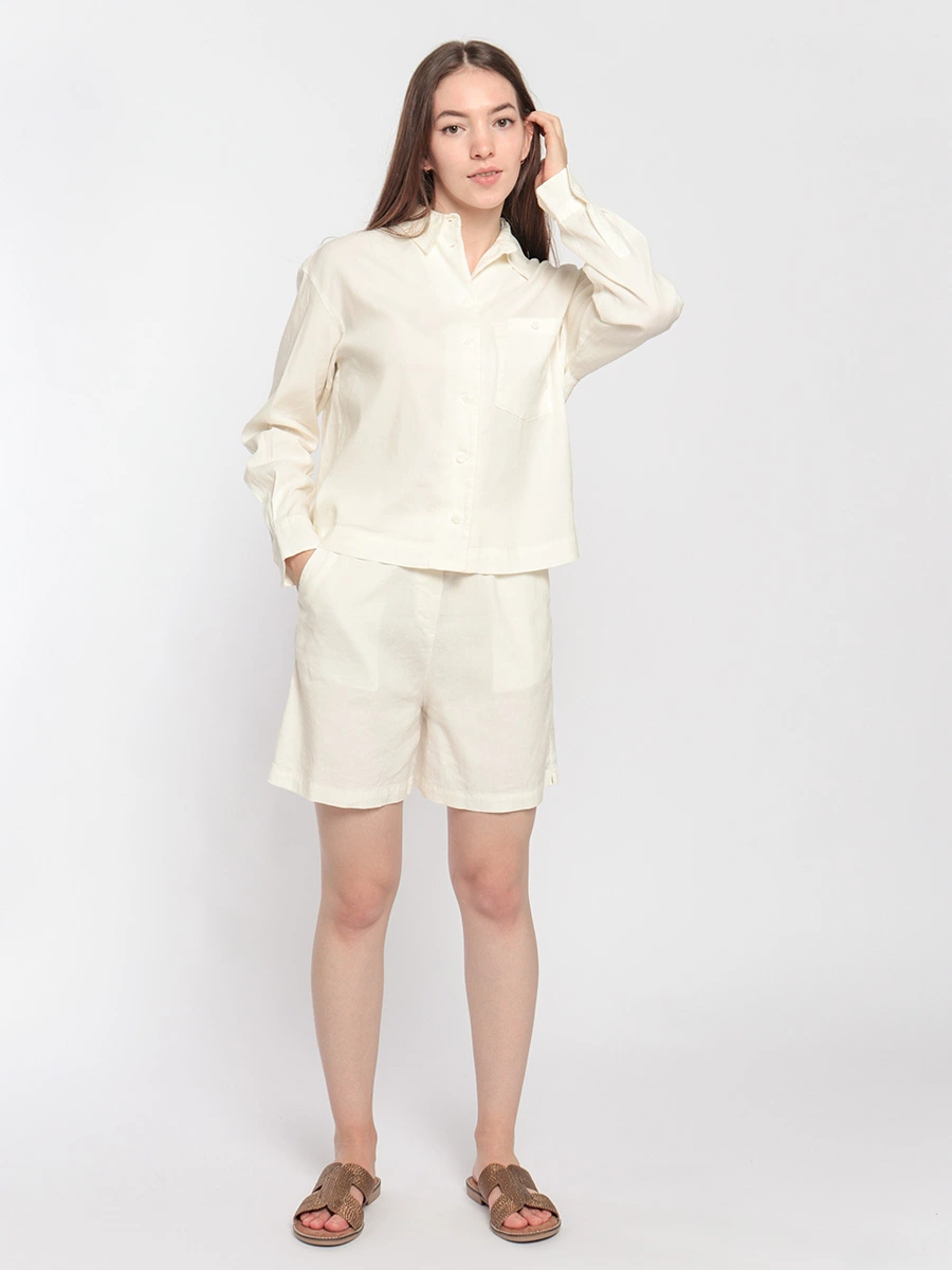 Укороченная рубашка прямого силуэта